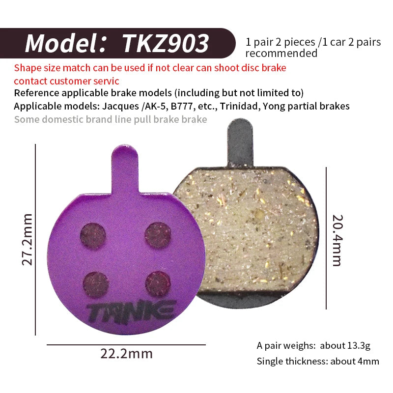 TANKE MTB Semi-Metal Bike Brake Pads My Store