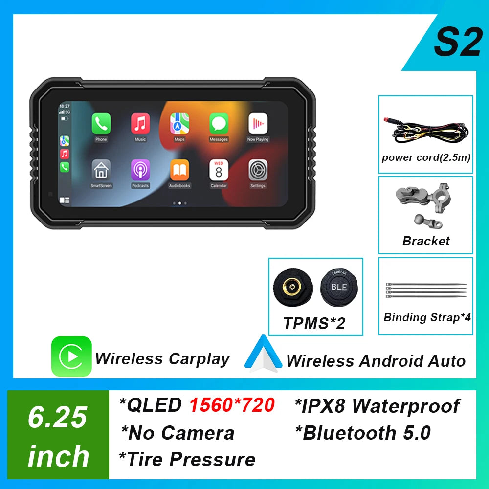 6.25-inch AutoNevee Car & E-Bike GPS with Wireless CarPlay and Android Auto