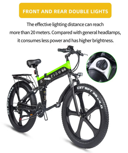 26-Inch Men's Folding Fat Tire Mountain Bike Electric Bikes & Accessories