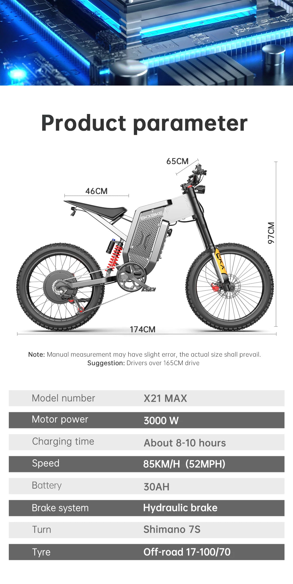 EKX X21 Max 3000 watts Electric Dirt Bike - Electric Bikes & Accessories