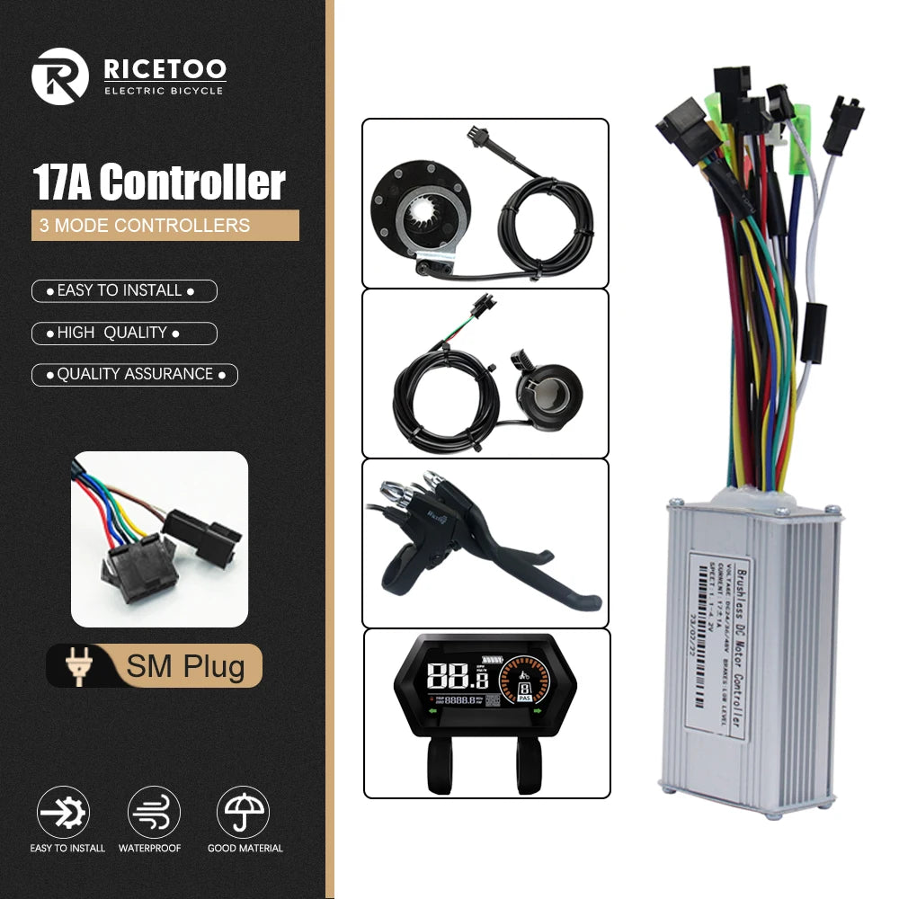 Ebike Controller 17A26A30A40A60A with Learning Function 250W-3000W Motor E Scooter Brushless Motor Controller Kit Electric Bikes & Accessories