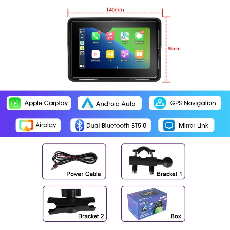 Best 5/7 Inch CarPlay Motorcycle 2K HD DVR GPS – Wireless & Waterproof