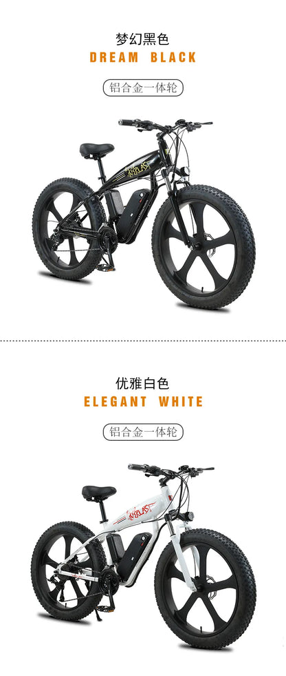 26 Inch Aluminum Alloy Snowmobile 27 Speed Fat Tire Electric Beach Lithium Battery Motorcycle Fatbike Moped Ebike Dirt Bike Electric Bikes & Accessories