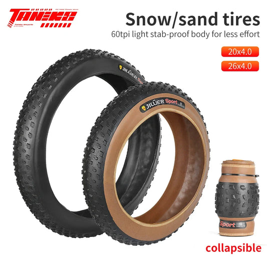 Ride anywhere with the TANKE anti-puncture fat tire. Built for snow, sand, and trail with 20x4.0 & 26x4.0 sizes. Free shipping from Electric Bikes & Accessories.