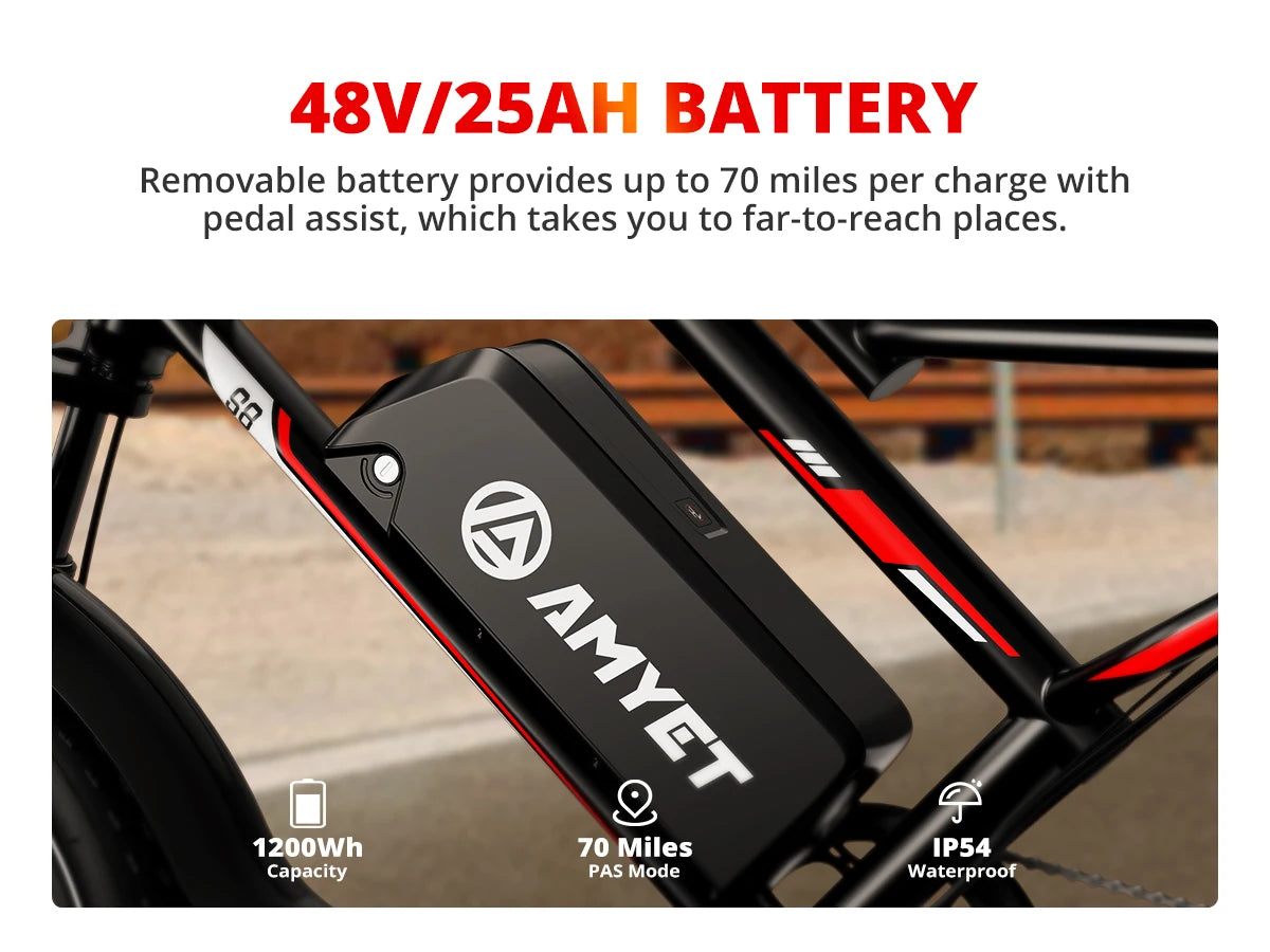 AMYET S8 Electric Bike 2000W Dual Motor 48V 25Ah | Free Shipping