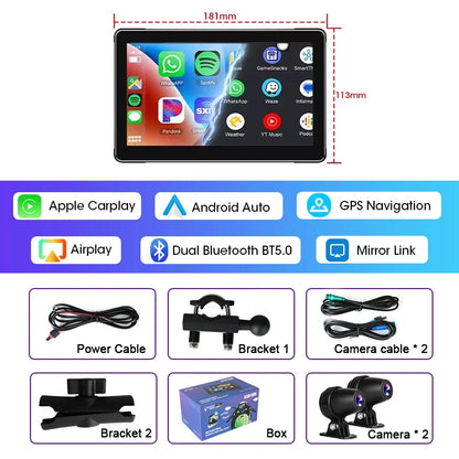 Best 5/7 Inch CarPlay Motorcycle 2K HD DVR GPS – Wireless & Waterproof