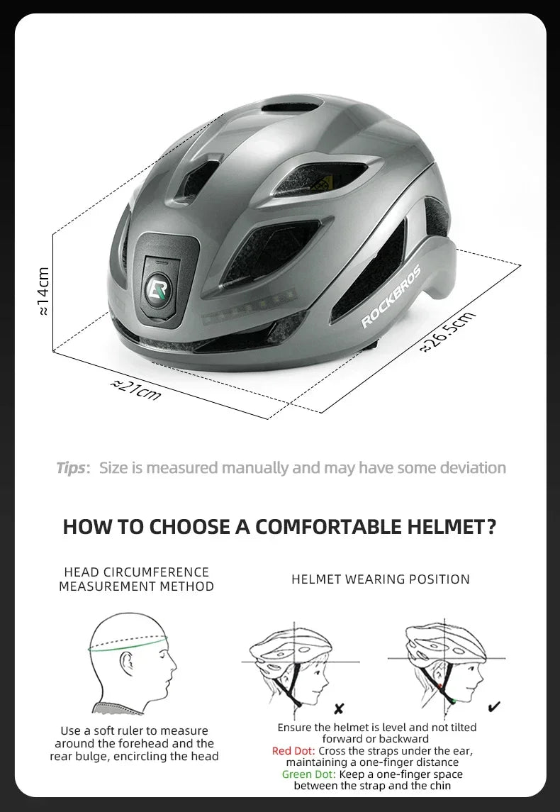 ROCKBROS Rechargeable Bicycle Helmet – Safety & Visibility Combined