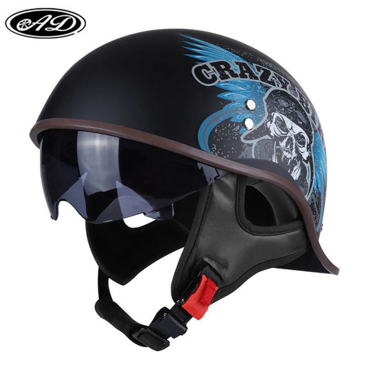 Retro Motorcycle Half Helmet – Vintage Style for Harley Riders - Electric Bikes & Accessories