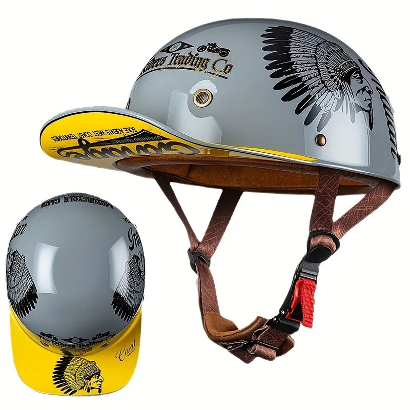 Motorcycle Helmet – Retro Half-Face Baseball Cap Style