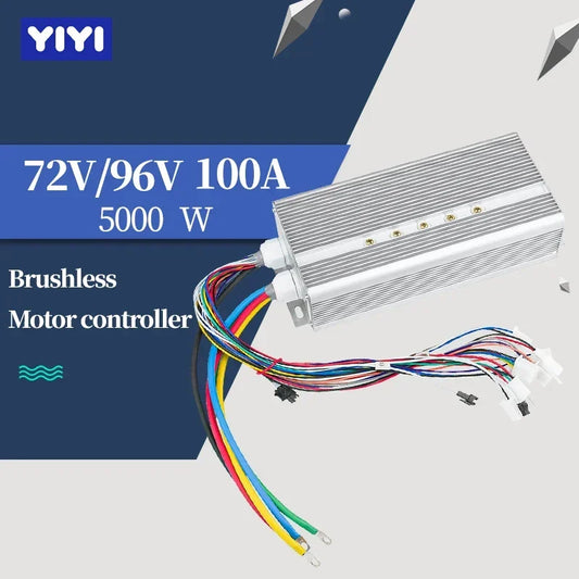 Shop 72V-96V 5000W Brushless Motor Speed Controller with 100A and 36 MOSFETs. Compatible with electric bikes, cars, and motorcycles