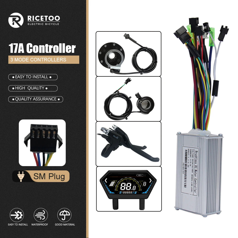 Ebike Controller 17A26A30A40A60A with Learning Function 250W-3000W Motor E Scooter Brushless Motor Controller Kit Electric Bikes & Accessories