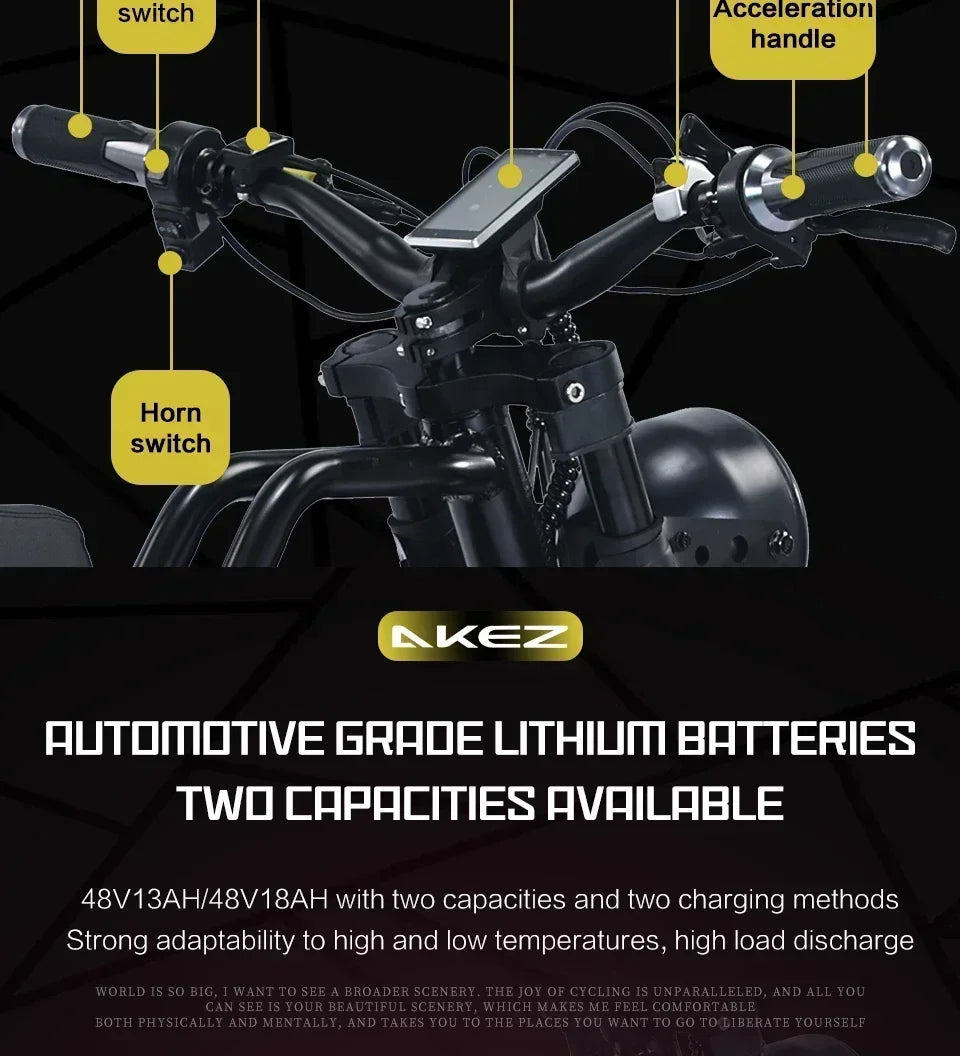 Off-road Electric bicycle 1500W Motor 48V18Ah Lithium Battery Hydraulic Suspension Fat Tire Electric bicycle Bike MountainE-bike Electric Bikes & Accessories