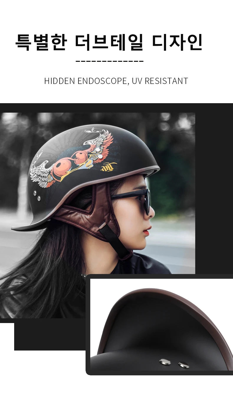 Retro Motorcycle Half Helmet – Vintage Style for Harley Riders - Electric Bikes & Accessories