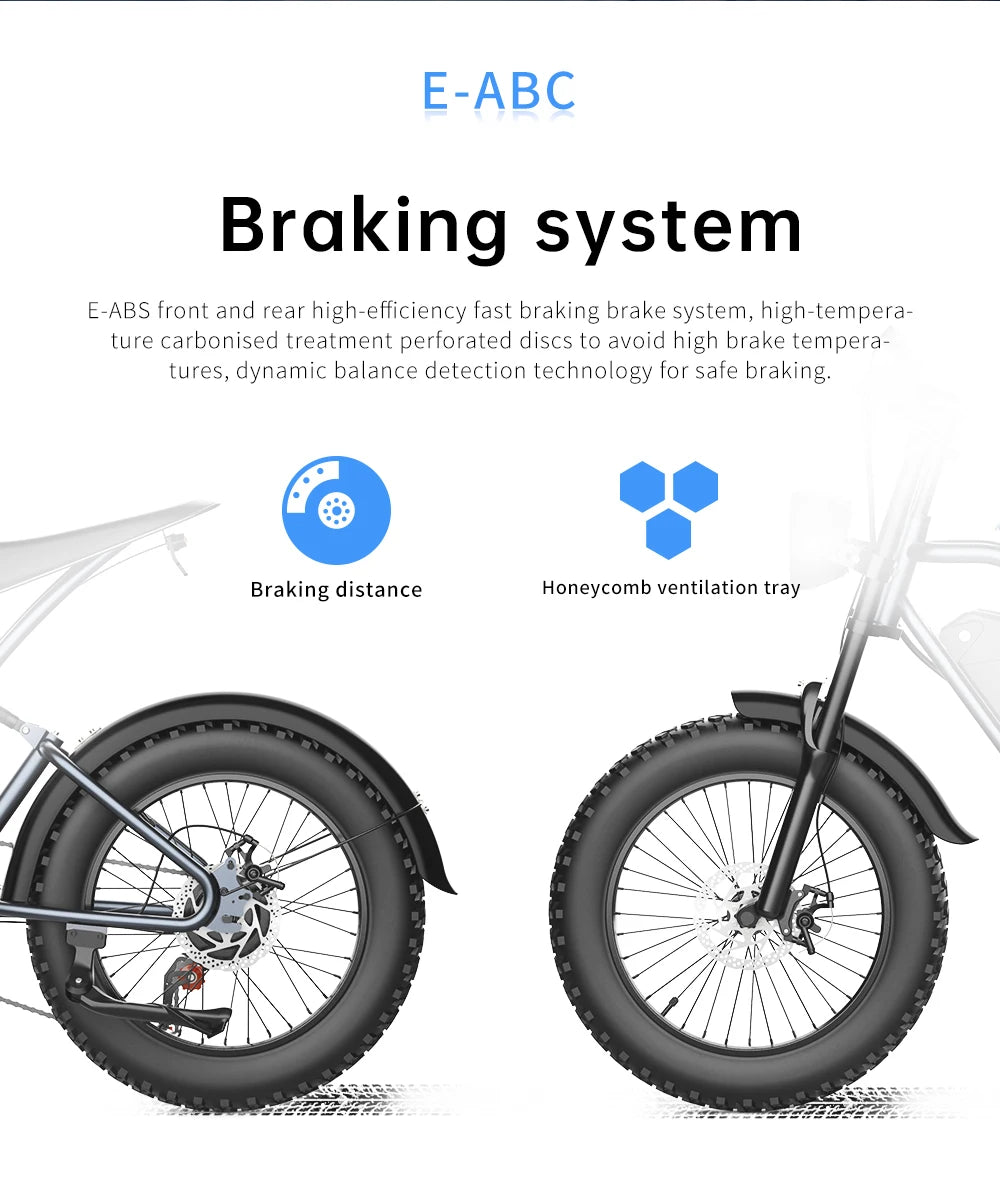 EKX T1 Electric Bicycle 20*4.0 Fat Tire 1000W Motor 48V 20AH Electric Bikes & Accessories