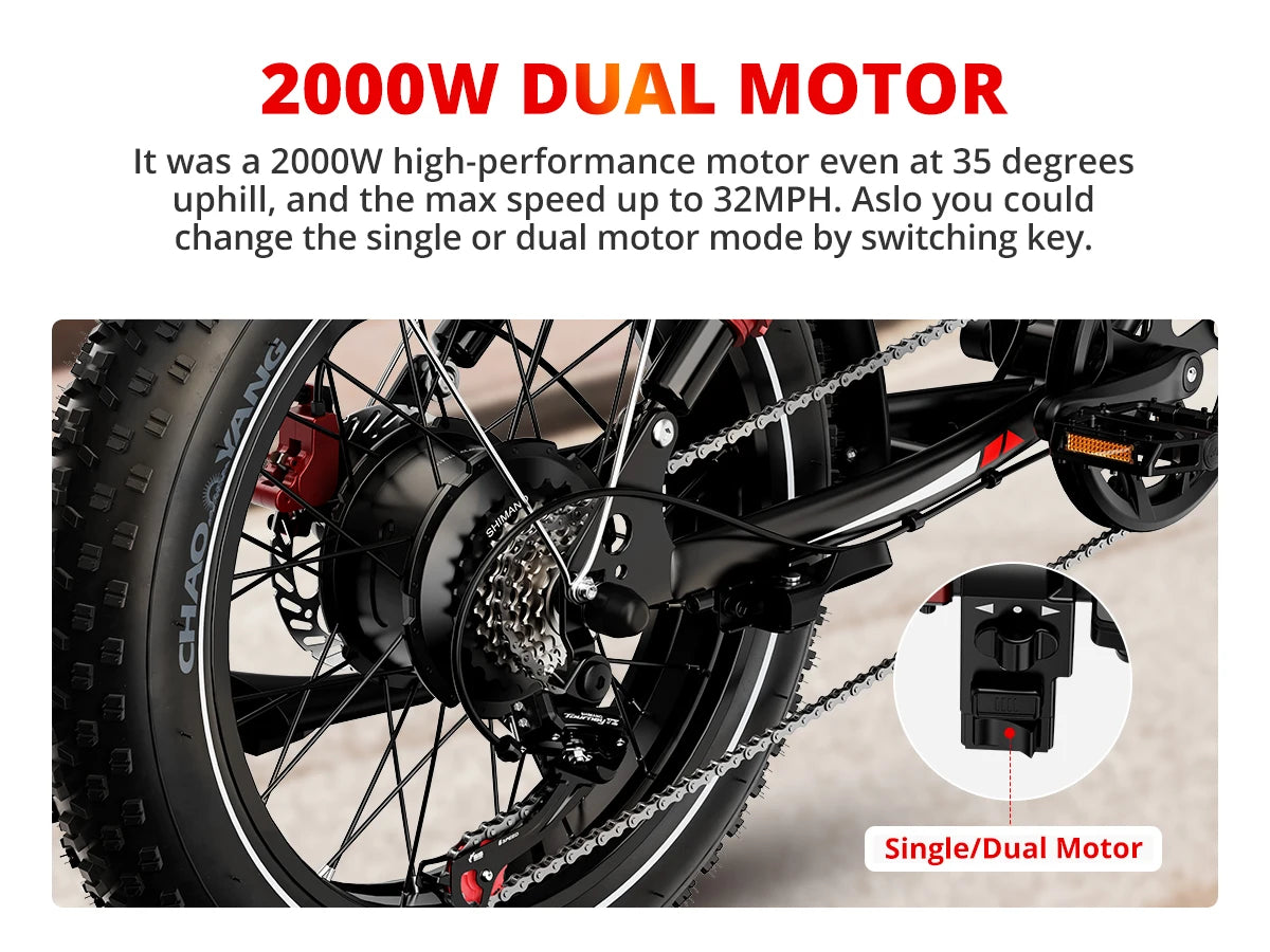AMYET S8 Electric Bike 2000W Dual Motor 48V 25Ah | Free Shipping