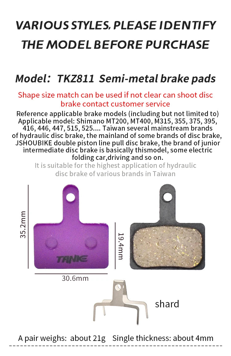 TANKE MTB Semi-Metal Bike Brake Pads My Store