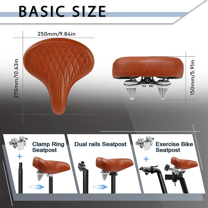 BUCKLOS Oversized Ergonomic E-Bike Saddle